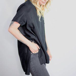 Jamie + The Jones Split Tee, Raw Black Silk, Small